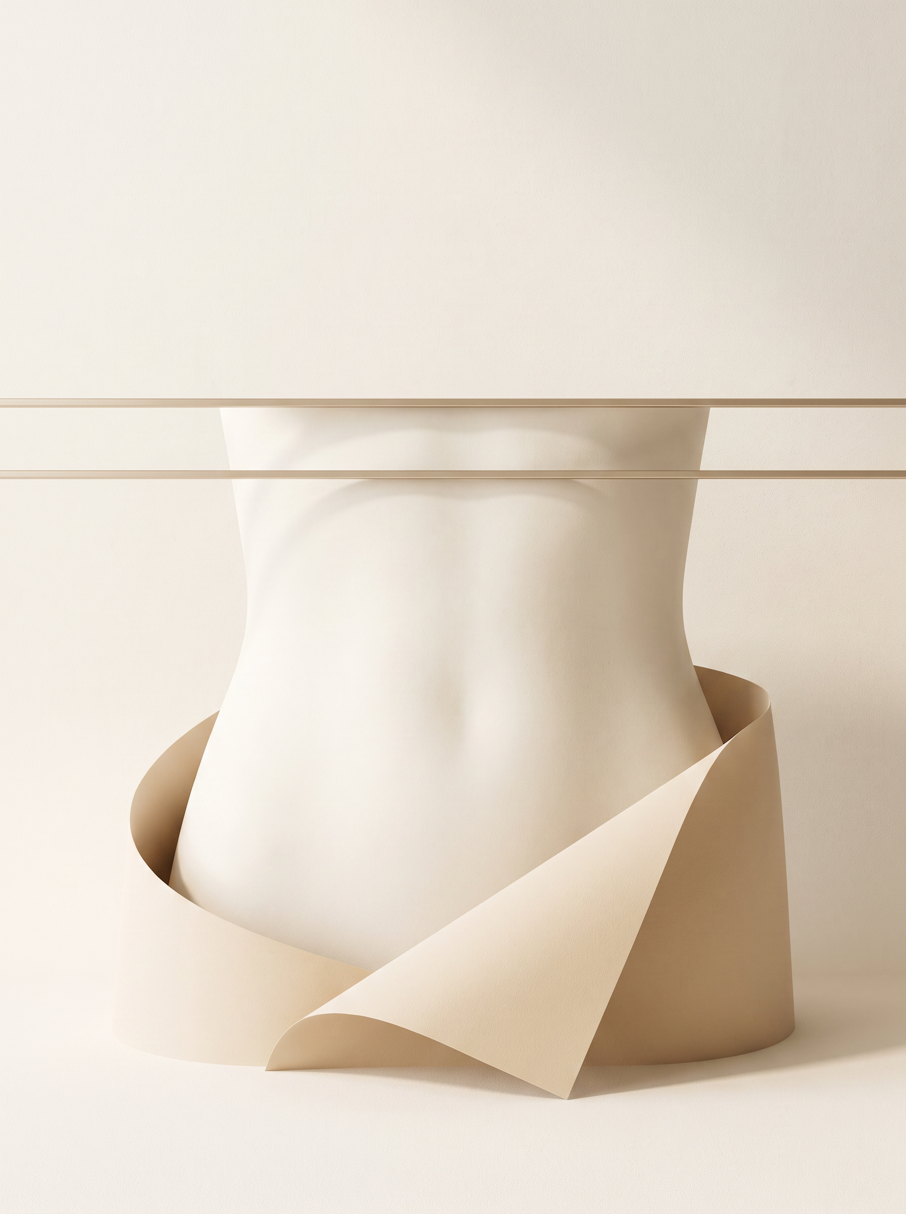 Plano abdominal escultural com linha de contorno champagne